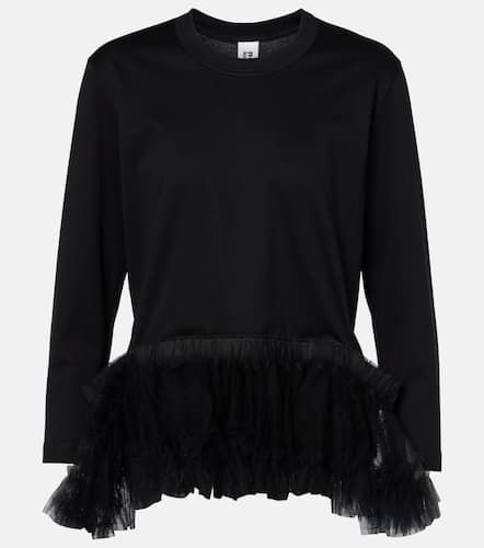 Kei Ninomiya Top en coton et tulle - Noir Kei Ninomiya - Modalova