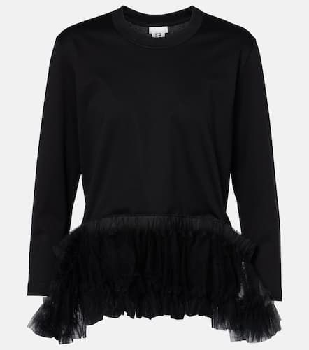 Tulle-trimmed cotton jersey top - Noir Kei Ninomiya - Modalova