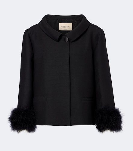 Crepe Couture feather-trimmed jacket - Valentino - Modalova