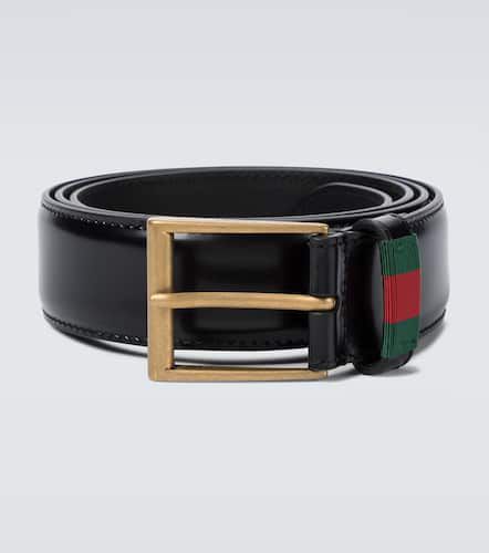 Gucci Leather belt with Web - Gucci - Modalova