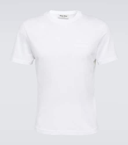 T-shirt in jersey di cotone con logo - Miu Miu - Modalova