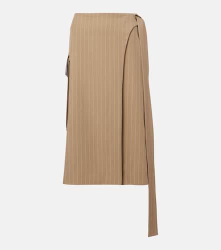 Jupe midi en laine à fines rayures - Victoria Beckham - Modalova