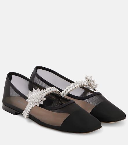 Crystal Flower embellished mesh ballet flats - Mach & Mach - Modalova