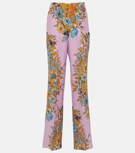 Pantalones anchos de seda floral de tiro alto - Etro - Modalova