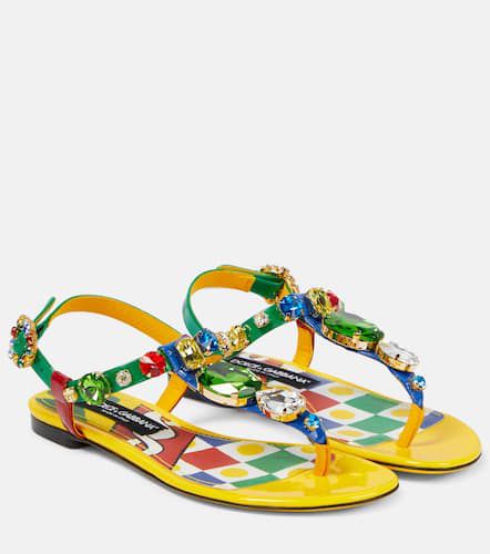 Embellished patent leather thong sandals - Dolce&Gabbana - Modalova