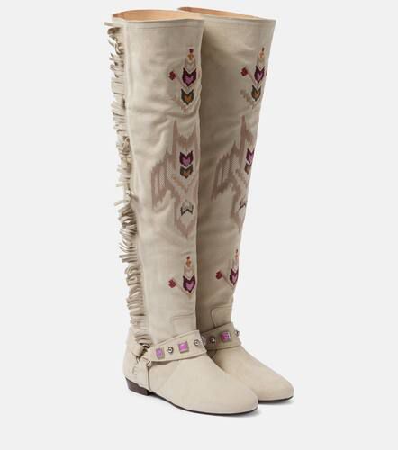 Soksa embroidered suede knee-high boots - Isabel Marant - Modalova