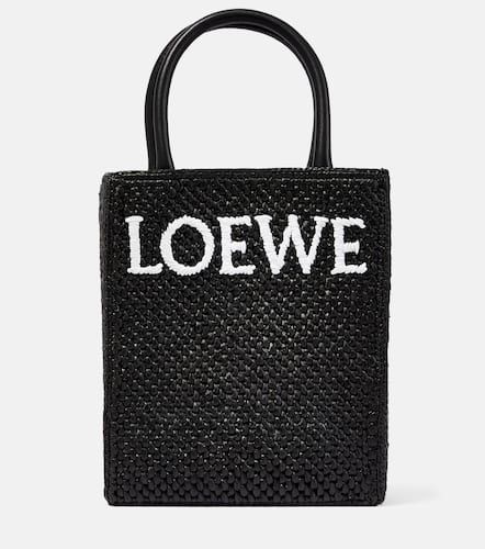 Standard A5 leather-trimmed raffia tote bag - Loewe - Modalova