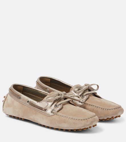 Leather-trimmed suede moccasins - Brunello Cucinelli - Modalova