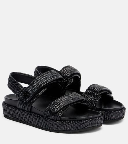 Raffia and leather sandals - Tory Burch - Modalova