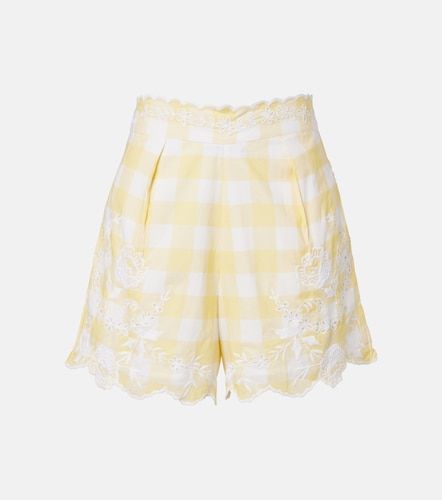Embroidered checked cotton shorts - Juliet Dunn - Modalova