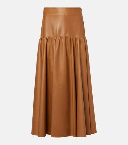 Falda midi de piel con volantes - Saint Laurent - Modalova