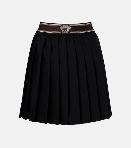 Pleated wool and mohair miniskirt - Versace - Modalova