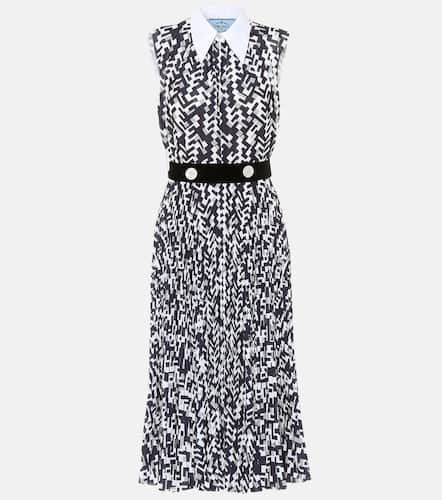 Vestido midi plisado estampado - Prada - Modalova