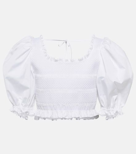 Smocked cotton poplin crop top - Miu Miu - Modalova