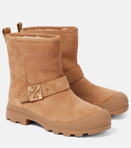 Mellow shearling-lined suede platform ankle boots - Tory Burch - Modalova