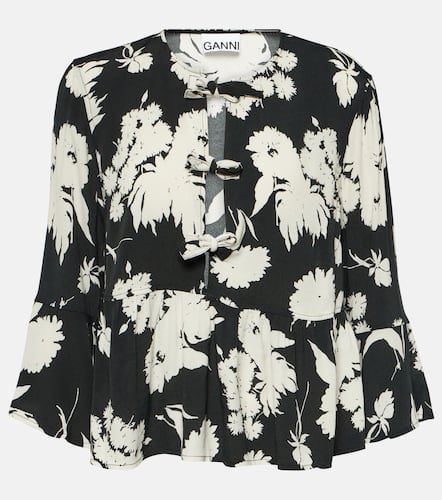 Ganni Blusa de crepé floral - Ganni - Modalova