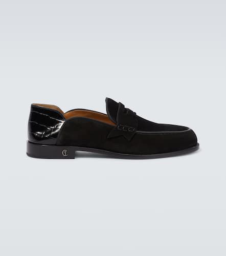 Penny No Back suede and croc-effect loafers - Christian Louboutin - Modalova