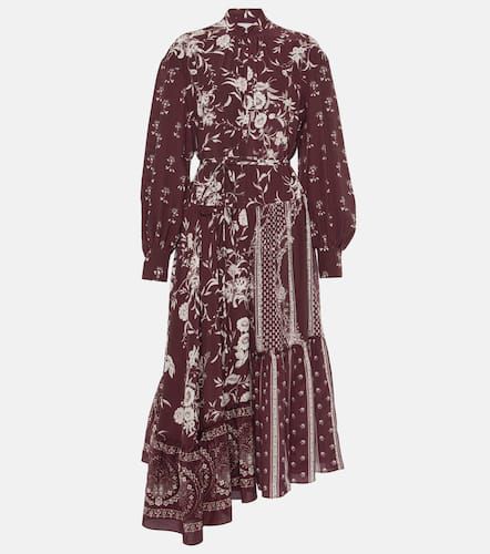 Ruffled floral silk midi dress - Erdem - Modalova