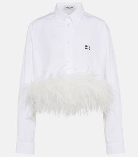 Camisa de popelín de algodón con plumas - Miu Miu - Modalova