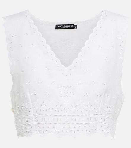 Cropped-Top aus Leinen und Seide - Dolce&Gabbana - Modalova