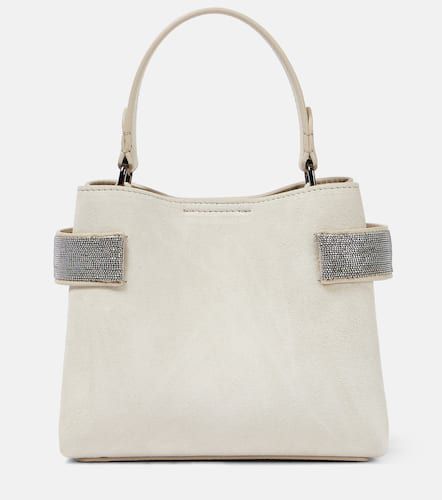 Embellished suede shoulder bag - Brunello Cucinelli - Modalova