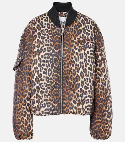 Bomber in canvas con stampa leopardata - Ganni - Modalova