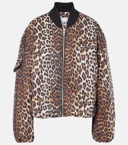 Leopard-print canvas bomber jacket - Ganni - Modalova