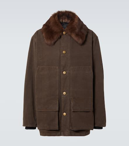 Shearling-trimmed cotton canvas jacket - Prada - Modalova