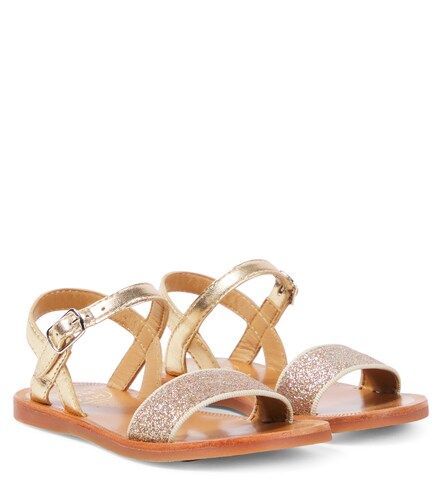 Plagette glitter leather sandals - Pom d'Api - Modalova
