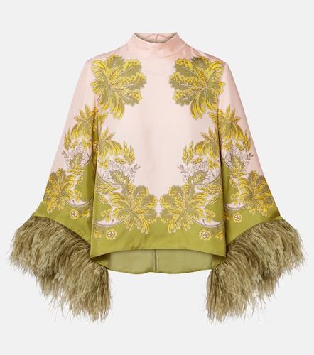 Top Make An Exit de sarga de seda con plumas - La DoubleJ - Modalova