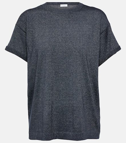 T-shirt in misto cashmere e seta con lamé - Brunello Cucinelli - Modalova