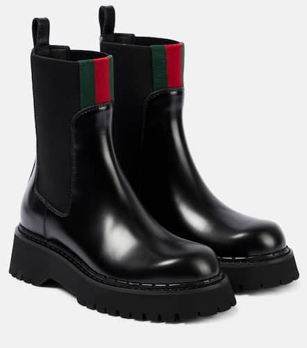 Botas Chelsea de piel con Web Stripe - Gucci - Modalova