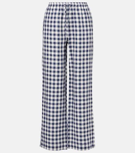 Aurelia gingham linen wide-leg pants - Asceno - Modalova