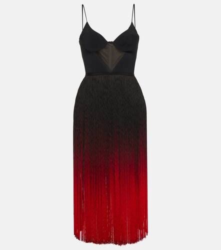 Cutout-effect fringed cady midi dress - David Koma - Modalova