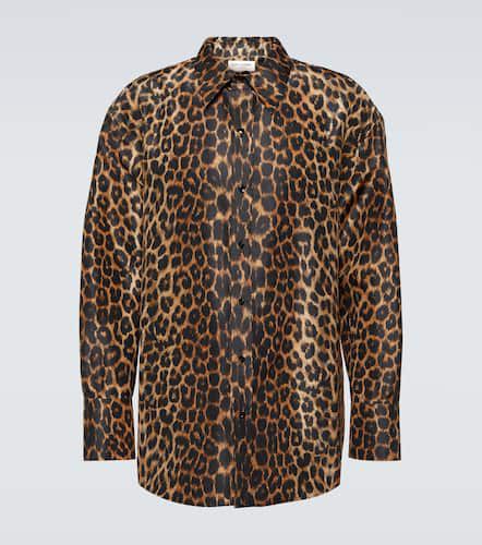 Camicia in seta con stampa leopardata - Saint Laurent - Modalova