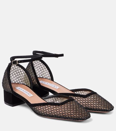 Asha 35 suede-trimmed mesh pumps - Aquazzura - Modalova