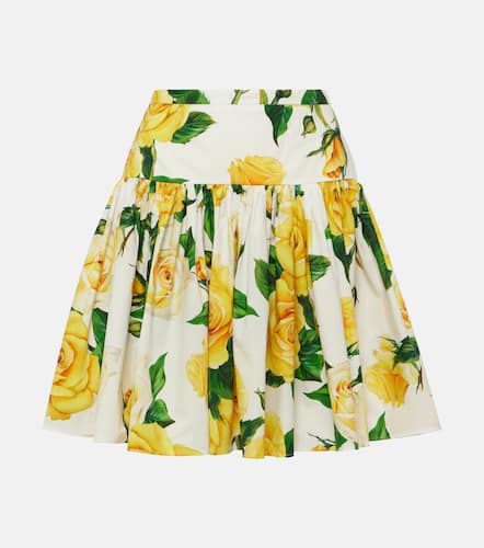 Floral pleated cotton poplin miniskirt - Dolce&Gabbana - Modalova