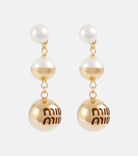 Pendientes largos con perlas sintéticas - Miu Miu - Modalova