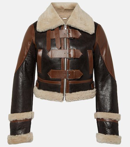 Shearling-trimmed leather jacket - Blumarine - Modalova