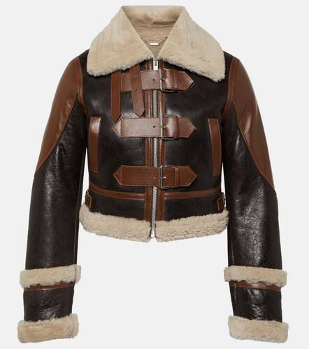 Shearling-trimmed leather jacket - Blumarine - Modalova