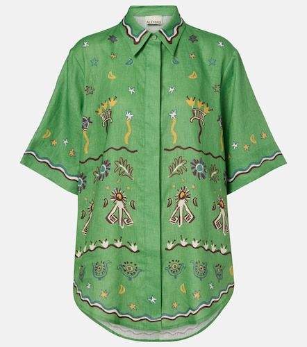Alémais Camisa oversized Sun Dancer de lino estampada - Alemais - Modalova