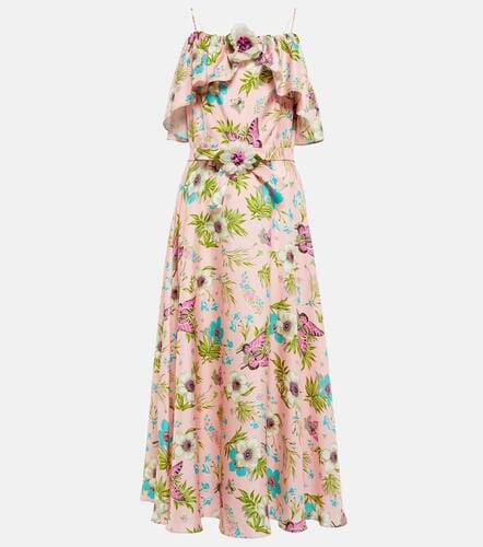 Vestido midi de sarga de seda floral - Rodarte - Modalova