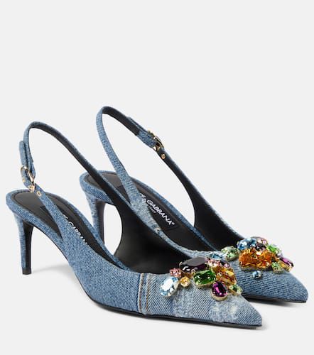 Embellished denim slingback pumps - Dolce&Gabbana - Modalova