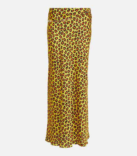 Chain-detail leopard-print satin slip skirt - Rabanne - Modalova