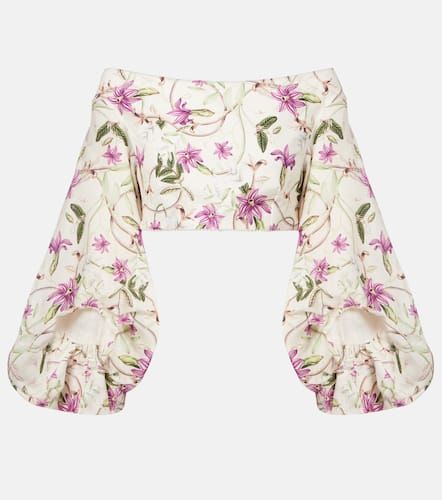 Top raccourci Duria en lin à fleurs - Agua by Agua Bendita - Modalova