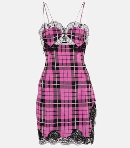 Lace-trimmed checked silk minidress - Alessandra Rich - Modalova