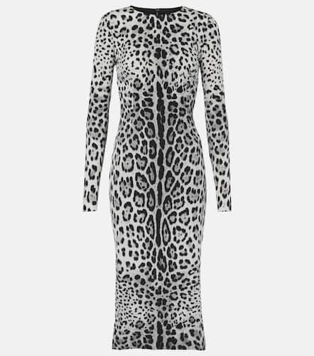 Leopard-print silk-blend midi dress - Dolce&Gabbana - Modalova