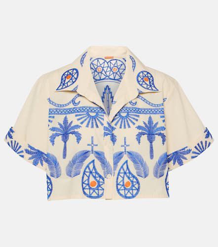 Camisa de algodón cropped bordada - Johanna Ortiz - Modalova