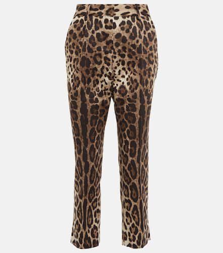 Leopard-print cropped cotton-blend pants - Dolce&Gabbana - Modalova