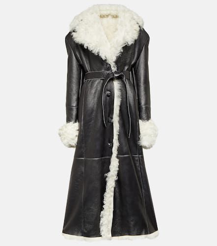 Shearling-lined leather coat - Magda Butrym - Modalova